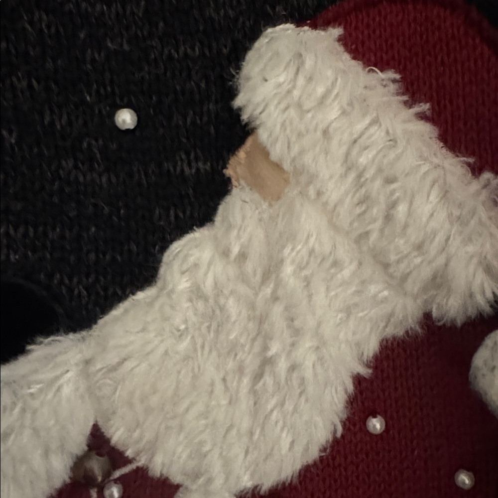 Mandal Bay Festive Black Sweater with Santa and Cardinal Design size large - Picture 2 of 7